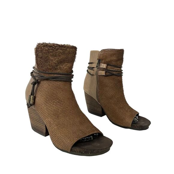 OTBT Womens Vagabond Open Toe Heeled Leather Booties Size 9 M Boho Rugged - Picture 1 of 8